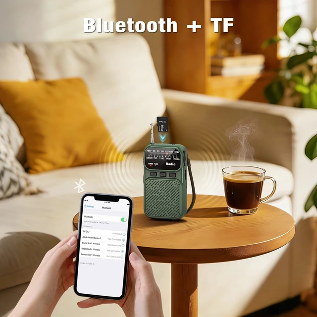 Alt view image 5 of 7 - Portable Radio AM FM, Battery Operated Pocket Radio for Gift, Elder Best Reception Transistor Small Radios, with Bluetooth/Flashlight/Headphone Jack, USB-C Rechargeable or 3AAA Battery