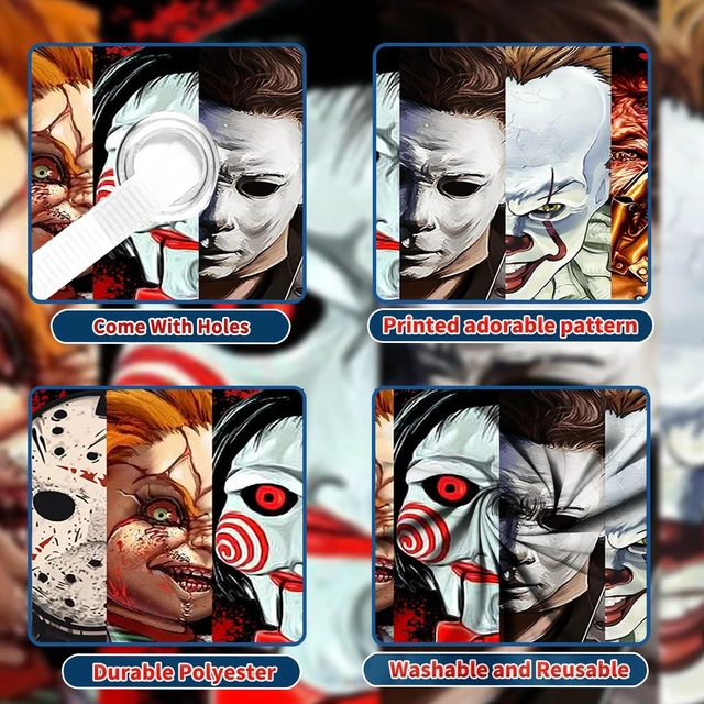 Alt view image 4 of 7 - Halloween Horror Party Decorations, Horror Classic Movie Character Photo Backdrop 5.9x3.6Ft Horror Birthday Banner Background Supplies for Kids Adults Decorations Photo Booth Props Wall Hanging Decor