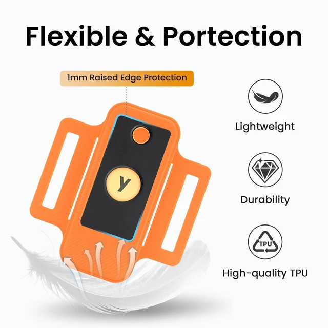 Alt view image 3 of 7 - Watchband Holder for YubiKey 5 NFC and 5C NFC, Orange 360° Protection, NFC Access, TPU Cover for Yubico Security Key, Lightweight, Everyday Carry
