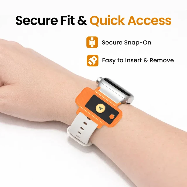 Alt view image 6 of 7 - Watchband Holder for YubiKey 5 NFC and 5C NFC, Orange 360° Protection, NFC Access, TPU Cover for Yubico Security Key, Lightweight, Everyday Carry