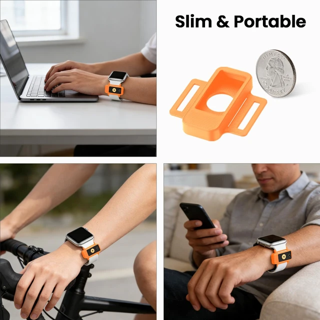 Alt view image 7 of 7 - Watchband Holder for YubiKey 5 NFC and 5C NFC, Orange 360° Protection, NFC Access, TPU Cover for Yubico Security Key, Lightweight, Everyday Carry