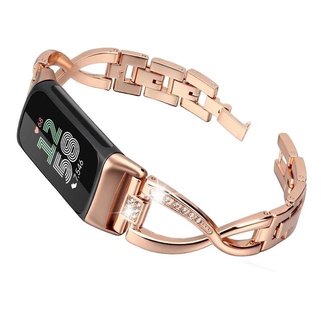 Alt view image 2 of 7 - Dressy Bling Bands Compatible with Fitbit Charge 6/5 Women Stainless Steel Replacement Wristbands