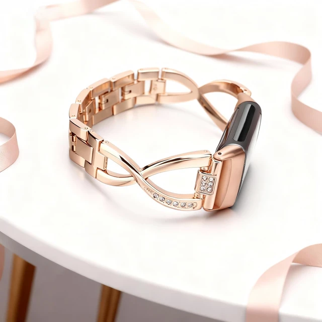 Alt view image 5 of 7 - Dressy Bling Bands Compatible with Fitbit Charge 6/5 Women Stainless Steel Replacement Wristbands