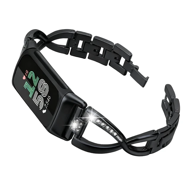 Alt view image 2 of 7 - Dressy Bling Bands Compatible with Fitbit Charge 6/5 Women Stainless Steel Replacement Wristbands