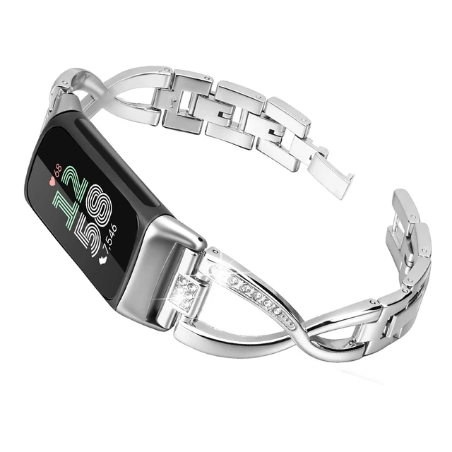Alt view image 2 of 7 - Dressy Bling Bands Compatible with Fitbit Charge 6/5 Women Stainless Steel Replacement Wristbands