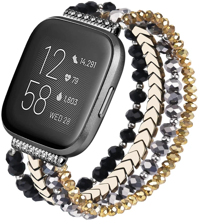 Main image of Bracelet Compatible with Fitbit Versa 2 Bands/1/Lite/Special Edition for Women, Handmade Beaded Elastic Replacement Wristband for Fitbit Versa 2/1/Lite/Special Edition Smartwatch
