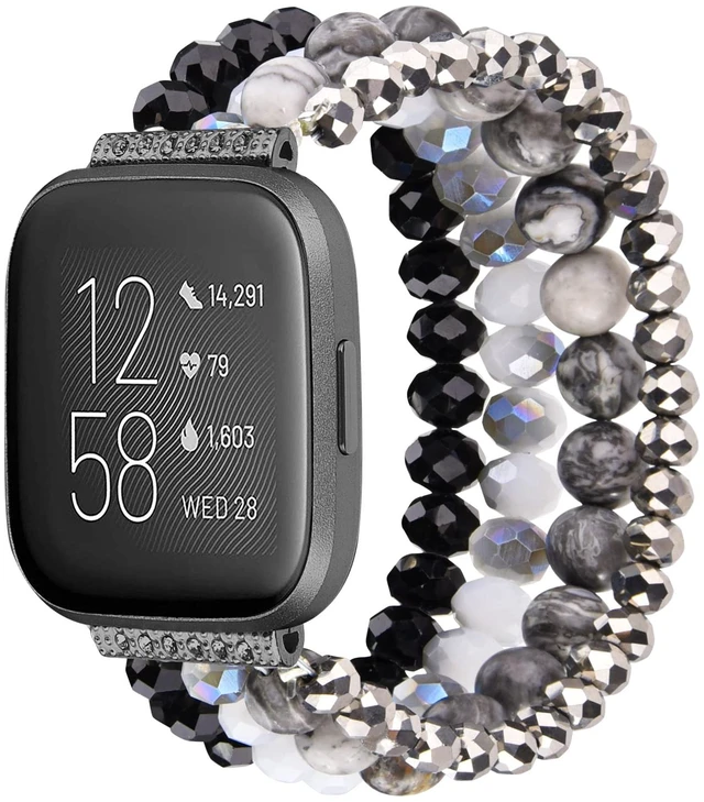 Main image of Bracelet Compatible with Fitbit Versa 2 Bands/1/Lite/Special Edition for Women, Handmade Beaded Elastic Replacement Wristband for Fitbit Versa 2/1/Lite/Special Edition Smartwatch