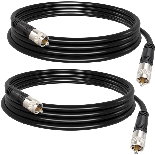 Main image of RG8X Jumper Cable 6ft, 2 Pack PL259 Coaxial Jumper, CB Coax Cable for CB Radio, HAM Radio, VHF Radio, SWR Meter, Antenna Analyzer