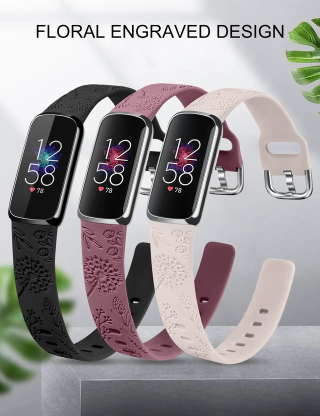 Alt view image 2 of 6 - 3 Packs Compatible with Fitbit Luxe Bands for Women Soft Silicone Floral Engraved Sport Strap Dandelion Wristband Replacement for Fitbit Luxe Watch Bands/Luxe Special Edition Fitness Tracker
