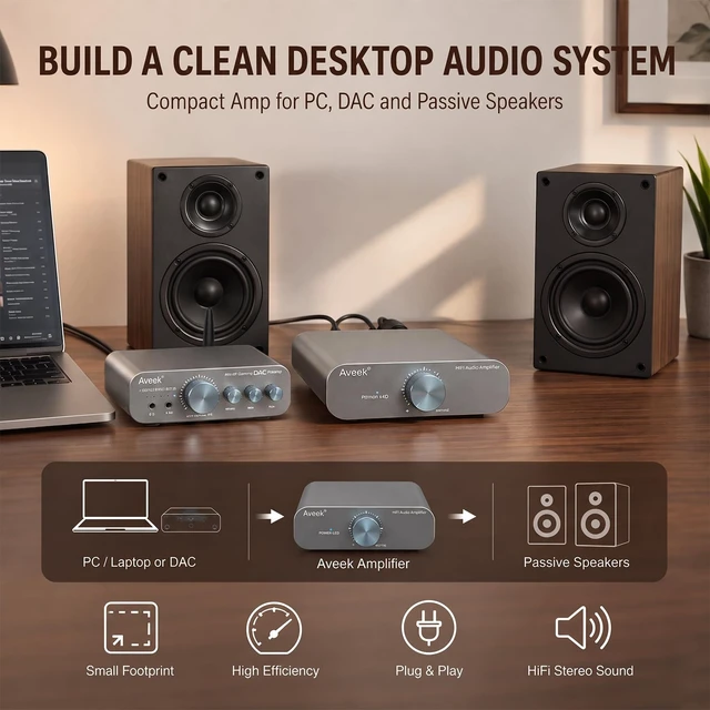Alt view image 6 of 7 - TPA3255 Stereo Amplifier, 2 Channel Class D Amp for Passive Speakers 32V 5A Adapter Included, RCA & 3.5mm Inputs, Low-Noise HiFi Sound for 2-8 Passive Bookshelf/Tower Speakers, Desktop Audio