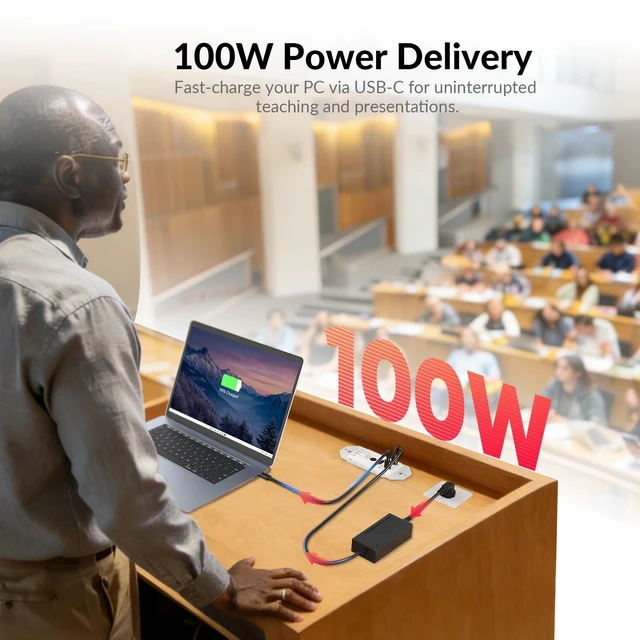 Alt view image 6 of 7 - AV Access USB C & HDMI Wall Plate Extender Over Cat6/7 Upto 230ft, 4K@60Hz 100W Charge for Laptop, HDCP2.3, Ultrawide Resolution, PoC, Dolby Atmos, Audio De-Embedding, RS232, IR, for Conference Room