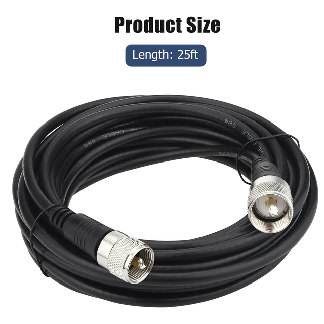 Alt view image 6 of 6 - RG8x Coaxial Cable, 25ft CB Radio Antenna Coax Cable UHF PL259 Male to Male Low Loss CB 50 Ohm for HAM Radio, Antenna Analyzer, Dummy Load, SWR Meter
