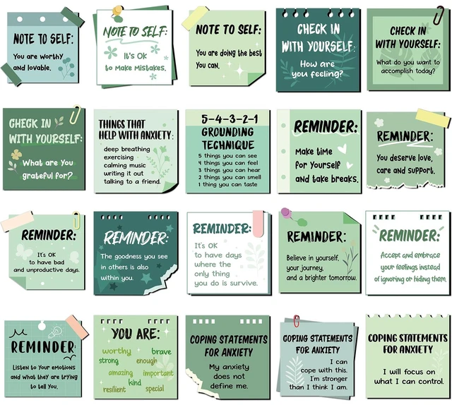 Main image of 300 Pcs Motivational Mental Health Affirmation Stickers, Green Series Mental Health Awareness Items, Positive Laptop Bottle Decor, Feelings Sticker, Mindfulness Training Gift for Adults Employees