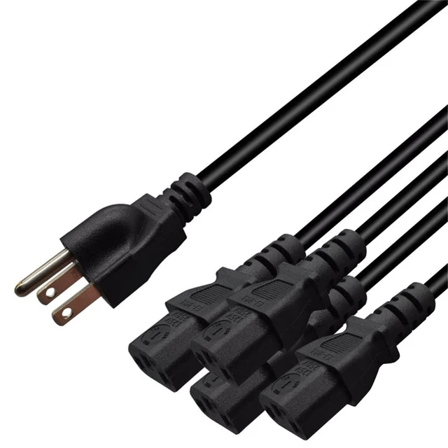 Alt view image 4 of 7 - 6.5FT/2M Computer Power Splitter Cord NEMA 5-15P to IEC320 4X C13 Monitor Power Cord, Y-Power Cable, C13 Splitter,16AWG/18AWG,10A 125V,Power Supply for 4 Devices at a Time, UL Listed