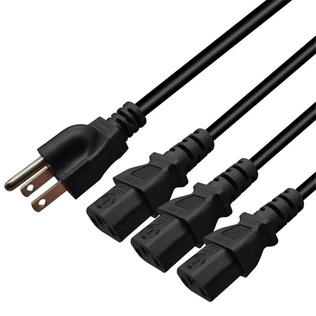 Alt view image 3 of 7 - 3.2FT/1M Computer Power Splitter Cord NEMA 5-15P to IEC320 3X C13 Monitor Power Cord, Y-Power Cable, C13 Splitter,16AWG/18AWG,10A 125V,Power Supply for 3 Devices at a Time, UL Listed