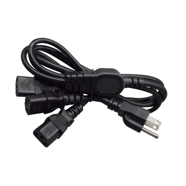 Alt view image 4 of 7 - 3.2FT/1M Computer Power Splitter Cord NEMA 5-15P to IEC320 3X C13 Monitor Power Cord, Y-Power Cable, C13 Splitter,16AWG/18AWG,10A 125V,Power Supply for 3 Devices at a Time, UL Listed