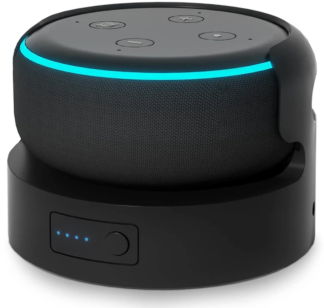 Main image of Battery Base for Echo Dot 3rd Gen Battery Stand Portable Charger for Dot 3rd and Google Mini 2 Back up Battery 8 Hours Play time, Not Include dot Speaker (Black 5200)