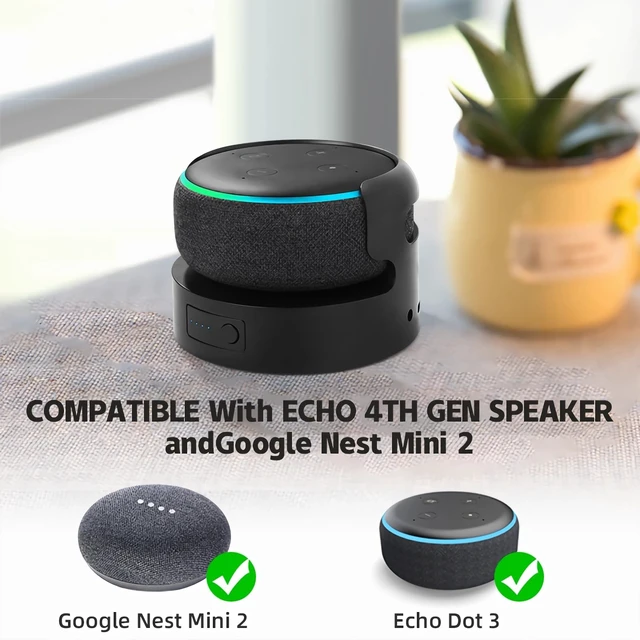 Alt view image 2 of 7 - Battery Base for Echo Dot 3rd Gen Battery Stand Portable Charger for Dot 3rd and Google Mini 2 Back up Battery 8 Hours Play time, Not Include dot Speaker (Black 5200)