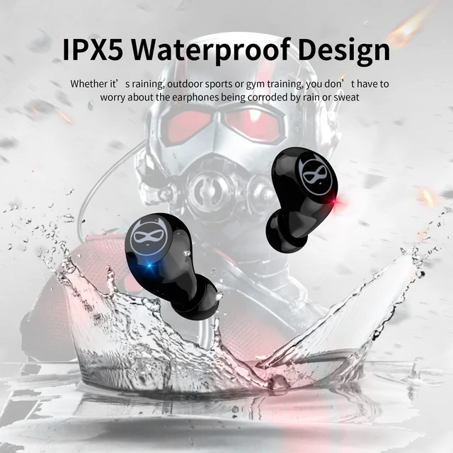 Alt view image 6 of 7 - Wireless Earbuds for Small Ears, Touch Control Headset Stereo Sound in-Ear Wireless Headphones, Bluetooth 5.0 Noise Reduction Earphones with Cartoon Blinking Eyes Iron People Charging Case