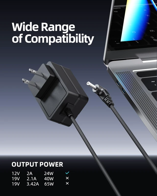 Alt view image 3 of 7 - 12V 2A Charger Fit for Gateway Laptop GWTC116-2BK GWTC116-2BL GWTN141-5BL GWTN141-5BK GWTN141-1BL GWTN141-1BK SAW30A-120-2000U GWTN156-11BK GWNC21524-BL GWTC116 GWTN141 GWNC21524 GWTN116 Power Cord