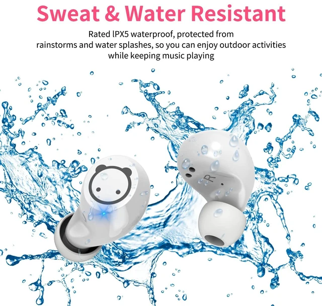 Alt view image 6 of 7 - Bluetooth Wireless Earbuds for Kids Small Ears, TWS Bluetooth Headphones, HiFi Stereo Wireless Earphones Sweat-Proof Touch Control Headset with Cartoon Charging Case - Piggy Cat