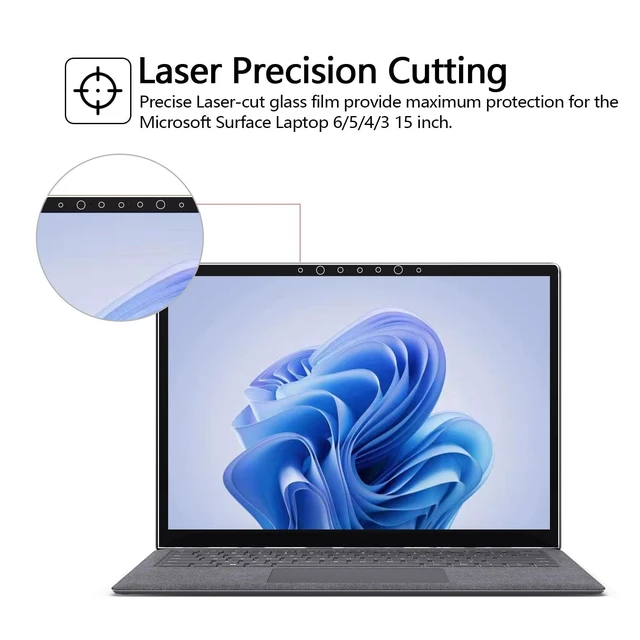Alt view image 2 of 7 - AmorShield Tempered Glass Screen Protector for Surface Laptop 6 15" Scratch Resistant, Ultra Clear, Smooth Touch, Fingerprint Resistant, for Surface 6/5/4/3 15 inch, 2-Pack