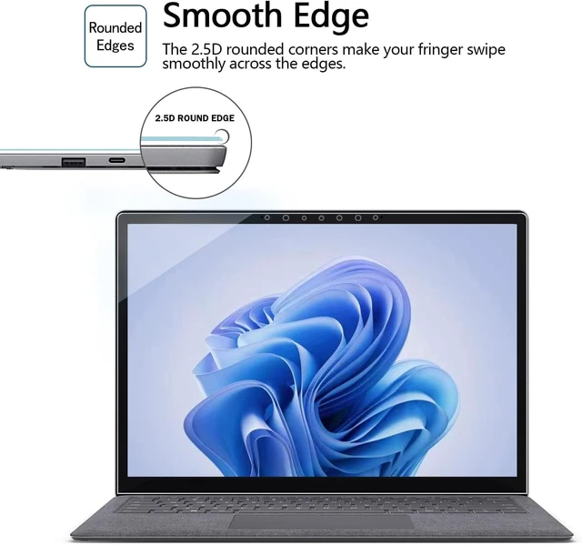 Alt view image 3 of 7 - AmorShield Tempered Glass Screen Protector for Surface Laptop 6 15" Scratch Resistant, Ultra Clear, Smooth Touch, Fingerprint Resistant, for Surface 6/5/4/3 15 inch, 2-Pack
