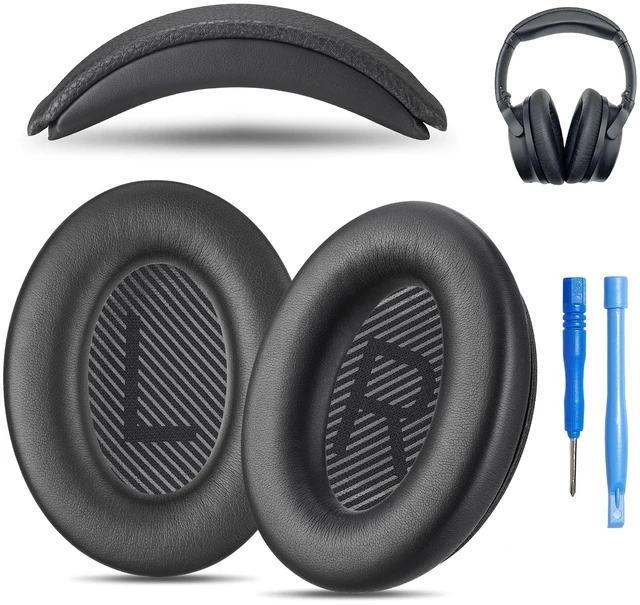 Main image of Replacement QC Ear Pad and Headband Pad Kit Cushion. Compatible with Bose QuietComfort (2023) QC45 QC35 QC35 II QCSC QCSE Wireless Noise Cancelling Headphones (Black)