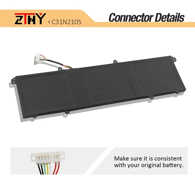 Alt view image 6 of 7 - C31N2105 Laptop Battery Replacement for Asus VivoBook S 14 OLED K3402ZA M3402QA TN3402QA S 15 K3502ZA M3502QA 14X X1403ZA M1403QA UX3404VA 15X M1503IA M1603QA S 16X M5602QA K6602HE M6500QF S5602ZA