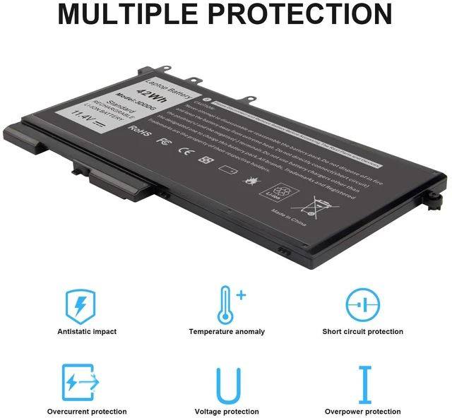 Alt view image 3 of 7 - 3DDDG (42Wh) Battery Compatible with Dell Latitude 5280 E5280 5290 5480 E5480 5490 5580 5590 03VC9Y 45N3J