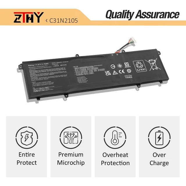 Alt view image 4 of 7 - C31N2105 Laptop Battery Replacement for Asus VivoBook S 14 OLED K3402ZA M3402QA TN3402QA S 15 K3502ZA M3502QA 14X X1403ZA M1403QA UX3404VA 15X M1503IA M1603QA S 16X M5602QA K6602HE M6500QF S5602ZA