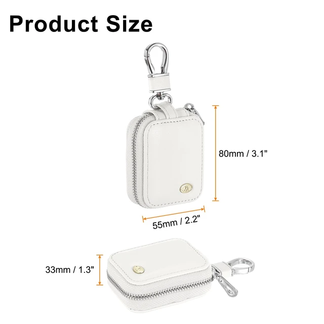 Alt view image 2 of 6 - Earbuds Cases, Earphone Case Holder, PU Leather Ear Buds Case Zipper Organizer Small with Mesh Pocket for USB Cable, Wireless Wired Earphones, White