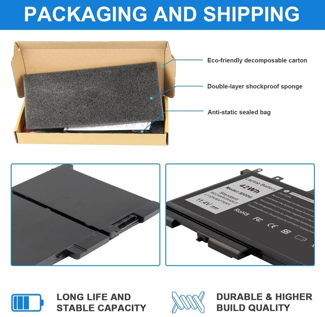 Alt view image 6 of 7 - 3DDDG (42Wh) Battery Compatible with Dell Latitude 5280 E5280 5290 5480 E5480 5490 5580 5590 03VC9Y 45N3J