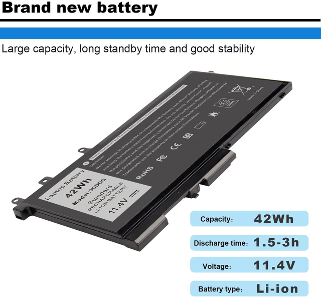 Alt view image 7 of 7 - 3DDDG (42Wh) Battery Compatible with Dell Latitude 5280 E5280 5290 5480 E5480 5490 5580 5590 03VC9Y 45N3J