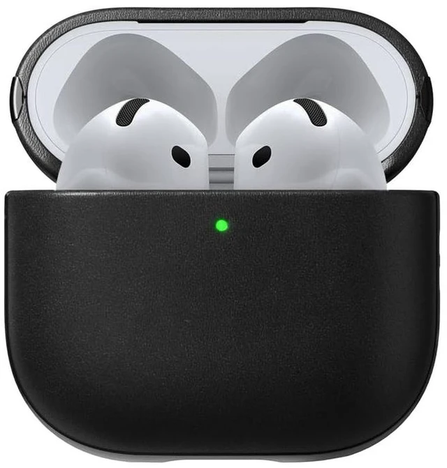Main image of Airpods 4 Case in Black Leather, AirPods 4 Cover, Compatible with New AirPods 5, Qi and MagSafe Charging Compatible, AirPods 4 and 5 Leather Case