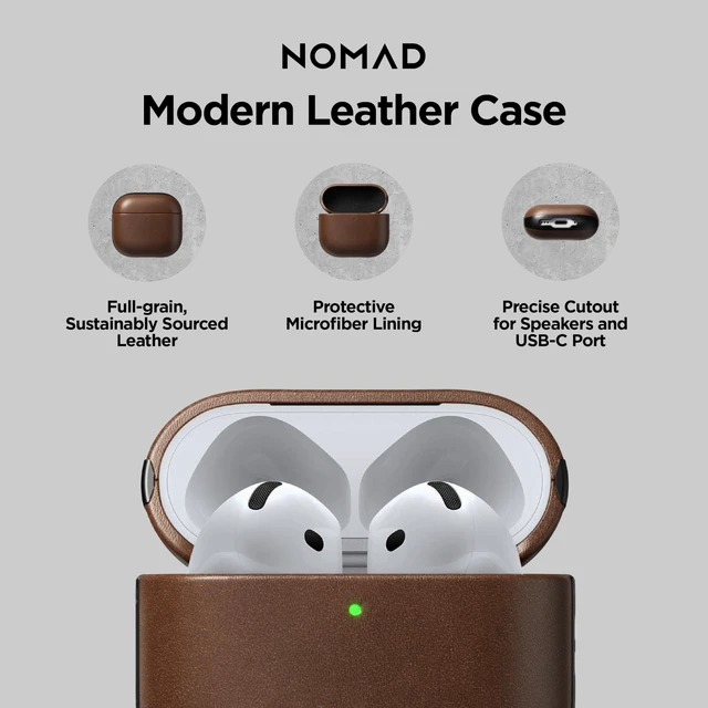 Alt view image 2 of 7 - Airpods 4 Case in Brown Leather, AirPods 4 Cover, Compatible with New AirPods 5, Qi and MagSafe Charging Compatible, AirPods 4 and 5 Leather Case