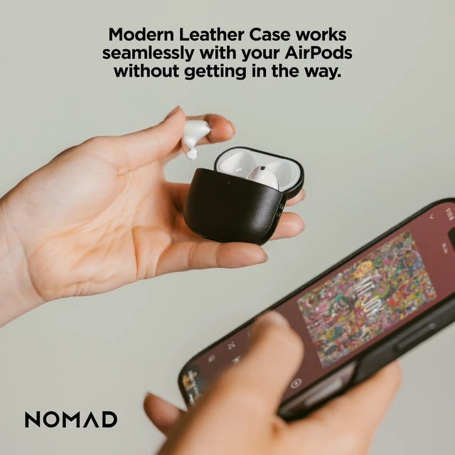 Alt view image 7 of 7 - Airpods 4 Case in Black Leather, AirPods 4 Cover, Compatible with New AirPods 5, Qi and MagSafe Charging Compatible, AirPods 4 and 5 Leather Case