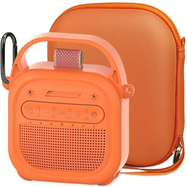 Main image of Protective Case for Bose SoundLink Micro 2nd Gen Bluetooth Speaker, Orange Hard Carrying Case and Silicone Cover for Micro 2 Portable Speaker Accessories, Shockproof Handle Case Set