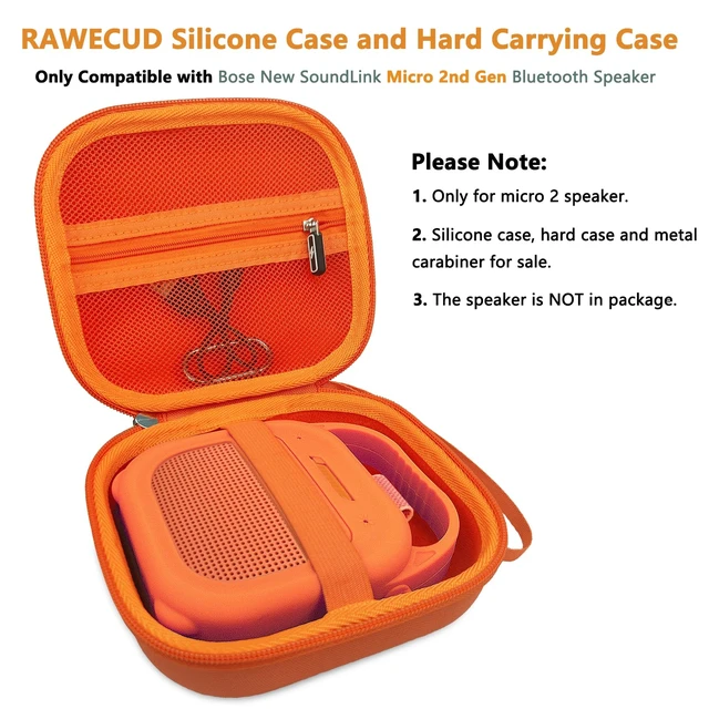 Alt view image 3 of 7 - Protective Case for Bose SoundLink Micro 2nd Gen Bluetooth Speaker, Orange Hard Carrying Case and Silicone Cover for Micro 2 Portable Speaker Accessories, Shockproof Handle Case Set