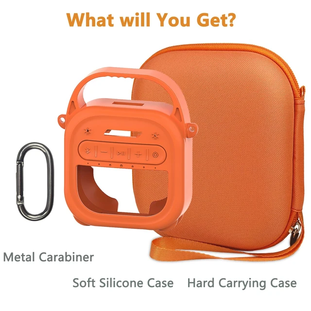 Alt view image 2 of 7 - Protective Case for Bose SoundLink Micro 2nd Gen Bluetooth Speaker, Orange Hard Carrying Case and Silicone Cover for Micro 2 Portable Speaker Accessories, Shockproof Handle Case Set