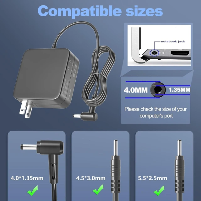 Alt view image 2 of 7 - 65W Laptop Charger for Asus Vivobook (Flip) 14 15 16 17 S14 S15 Go 12 14 15 for Vivo Book F412 F512 X512 F412DA F512DA F512JA F512FA X512FA X512DA 45W Power Supply