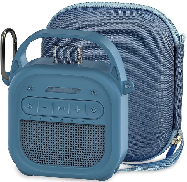 Main image of Protective Case for Bose SoundLink Micro 2nd Gen Bluetooth Speaker, Blue Hard Carrying Case and Silicone Cover for Micro 2 Portable Speaker Accessories, Shockproof Handle Case Set