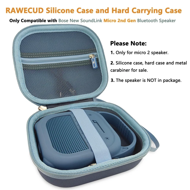 Alt view image 3 of 7 - Protective Case for Bose SoundLink Micro 2nd Gen Bluetooth Speaker, Blue Hard Carrying Case and Silicone Cover for Micro 2 Portable Speaker Accessories, Shockproof Handle Case Set