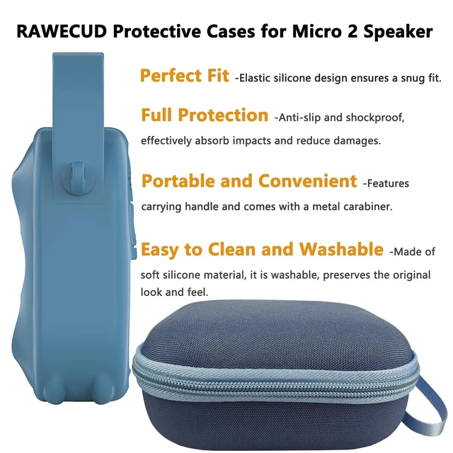 Alt view image 4 of 7 - Protective Case for Bose SoundLink Micro 2nd Gen Bluetooth Speaker, Blue Hard Carrying Case and Silicone Cover for Micro 2 Portable Speaker Accessories, Shockproof Handle Case Set