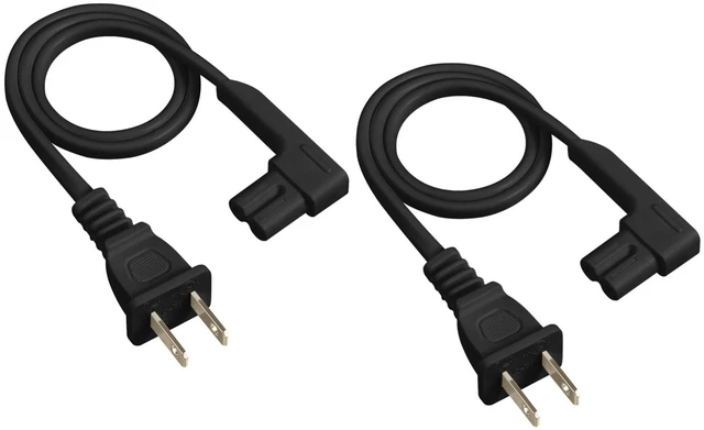 Main image of 19.5in 2-Pack Power Cord Compatible with Sonos One, Sonos One SL, Sonos Play-1 Speakers - Power Plug Cable (Short, Black)
