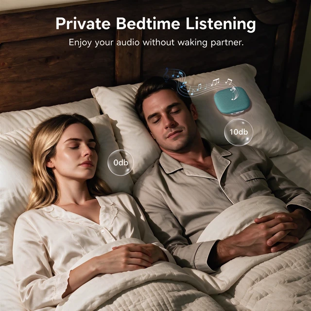 Alt view image 2 of 7 - Bluetooth Under Pillow Speaker for Sleeping, Bone Conduction,Green 0.39-inch thin; no earbuds to wear; Bluetooth 6.0; up to 30-hour playback; 4 auto-off timers; USB-C charging