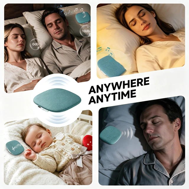 Alt view image 6 of 7 - Bluetooth Under Pillow Speaker for Sleeping, Bone Conduction,Green 0.39-inch thin; no earbuds to wear; Bluetooth 6.0; up to 30-hour playback; 4 auto-off timers; USB-C charging
