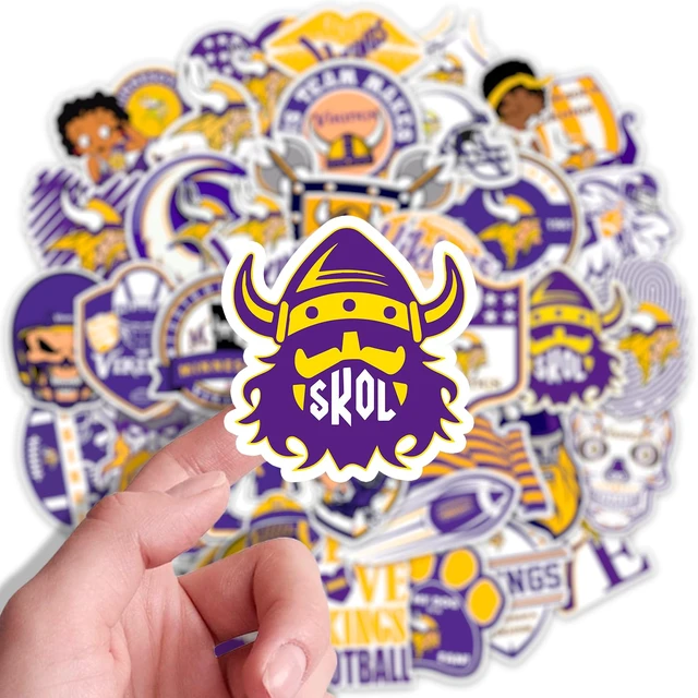 Alt view image 2 of 6 - 110PCS Minnesota Stickers Pack - Football & Rugby Viking Decals for Water Bottle, Laptop, Car, Helmet, Scrapbook - Waterproof Vinyl Minnesota Gifts for Kids, Teens & Adults Fans