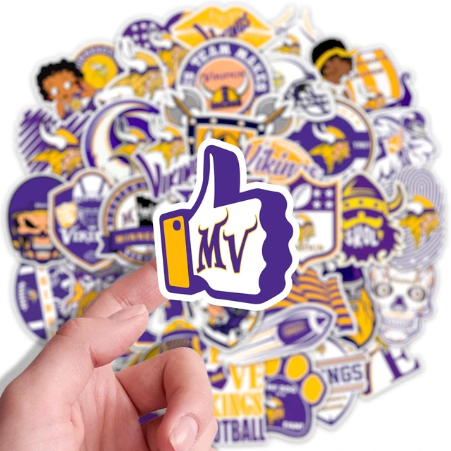 Alt view image 3 of 6 - 110PCS Minnesota Stickers Pack - Football & Rugby Viking Decals for Water Bottle, Laptop, Car, Helmet, Scrapbook - Waterproof Vinyl Minnesota Gifts for Kids, Teens & Adults Fans