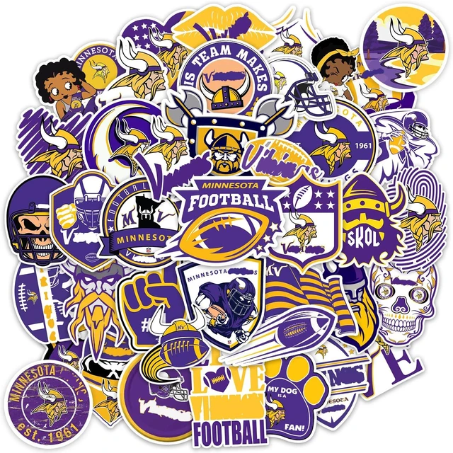Main image of 110PCS Minnesota Stickers Pack - Football & Rugby Viking Decals for Water Bottle, Laptop, Car, Helmet, Scrapbook - Waterproof Vinyl Minnesota Gifts for Kids, Teens & Adults Fans